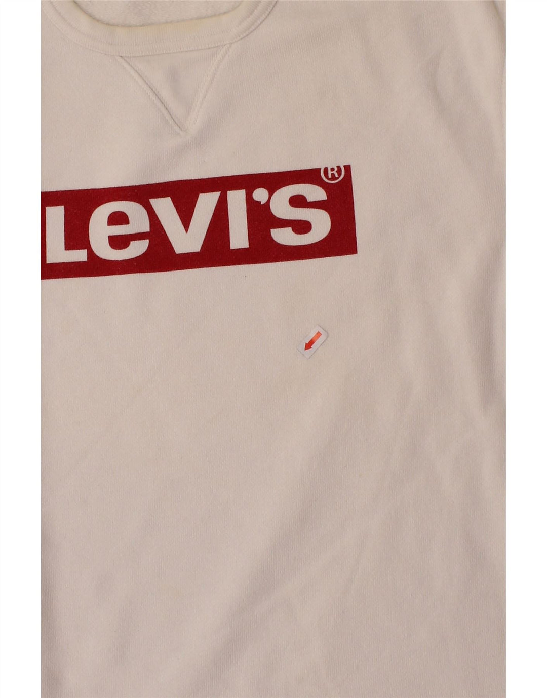 LEVI'S Mens Graphic Sweatshirt Jumper Large White Cotton Vintage Levi's and Second-Hand Levi's from Messina Hembry 