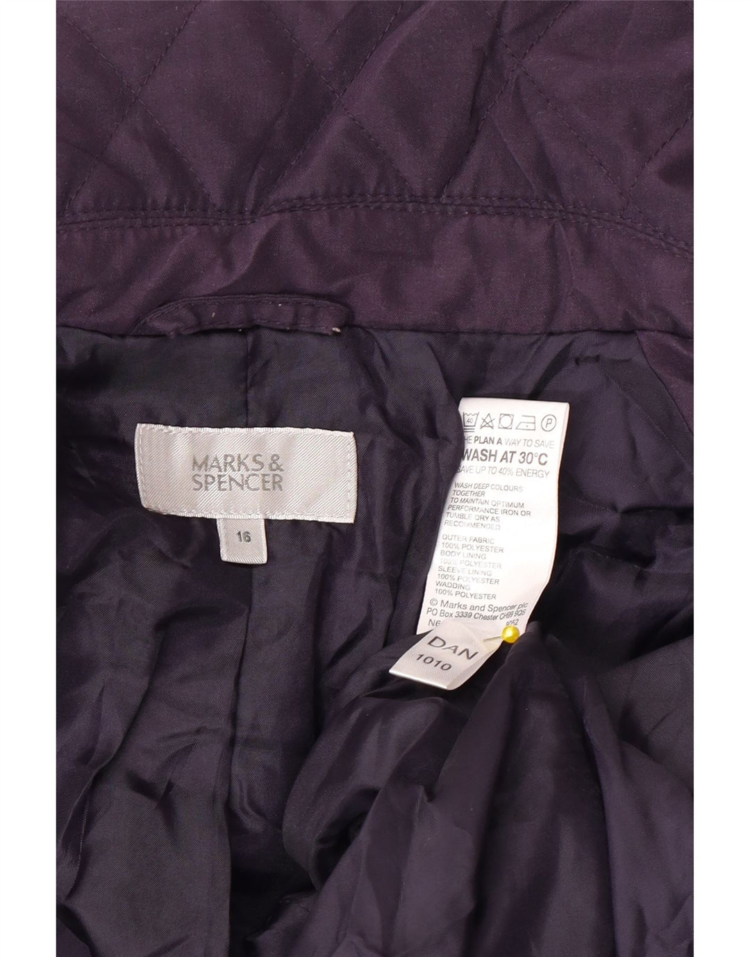 Женская стеганая куртка Marks & Spencer UK 16, большой фиолетовый полиэстер