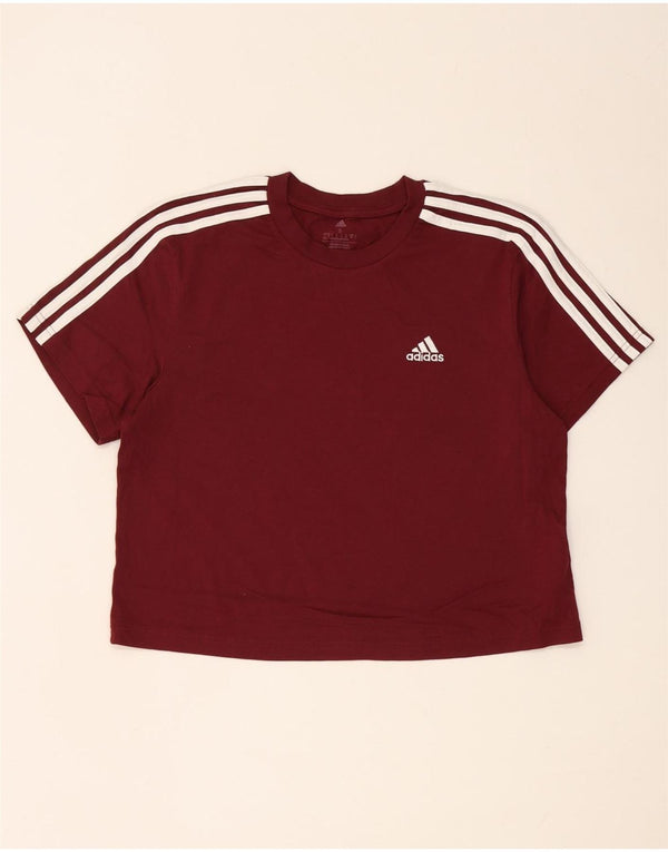 Женская укороченная футболка оверсайз Adidas Top UK 8/10 Small Burgundy Cotton