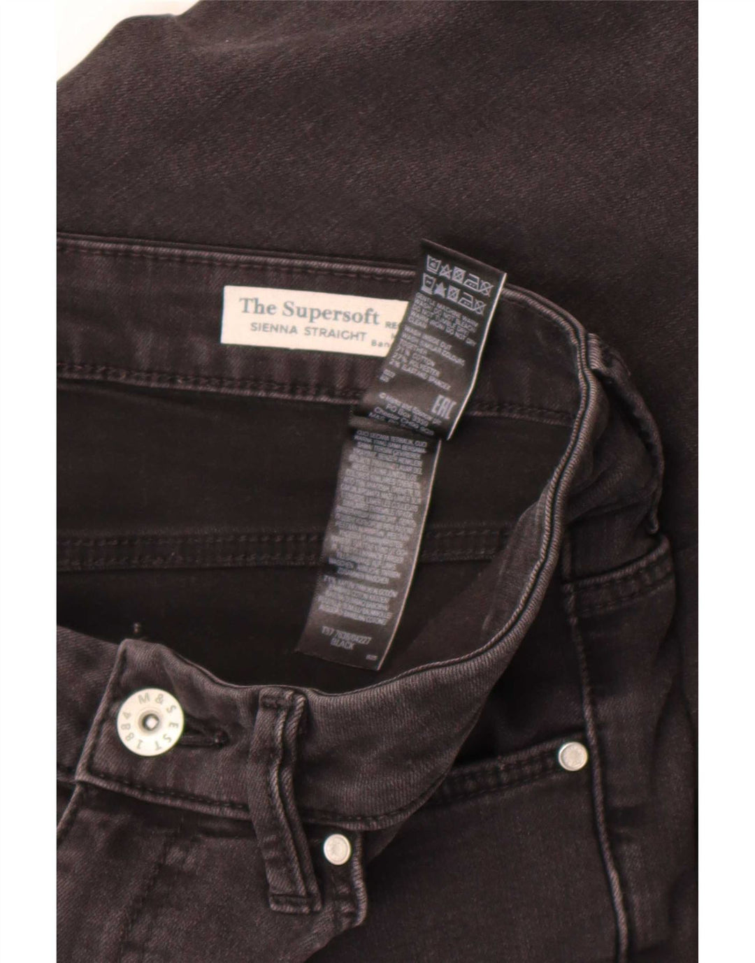 Женские прямые джинсы Marks & Spencer Sienna UK 12, средние W30 L30, черные