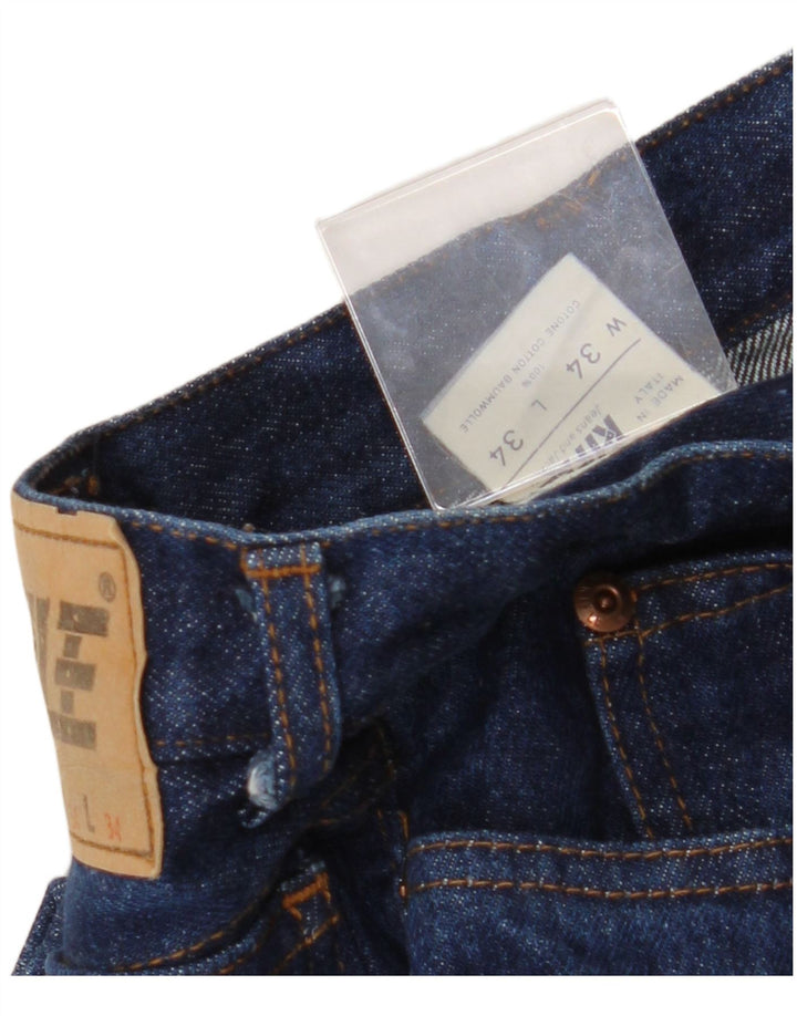 RIFLE Womens Straight Jeans W34 L31 Navy Blue Cotton