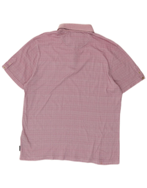 Мужская рубашка-поло Ted Baker, размер 6, 2XL, розовый хлопок с геометрическим рисунком
