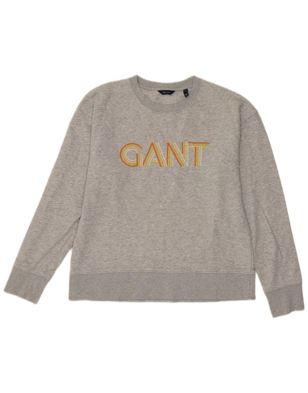 Женский свитер с рисунком Gant UK 14, хлопковый средний серый цвет