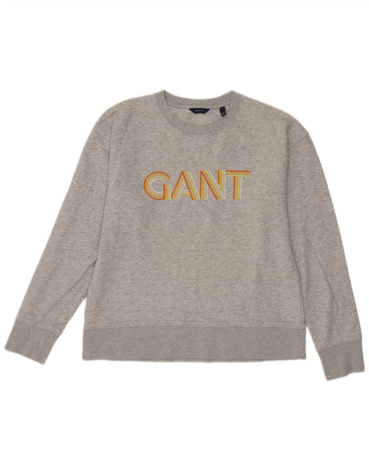 Женский свитер с рисунком Gant UK 14, хлопковый средний серый цвет