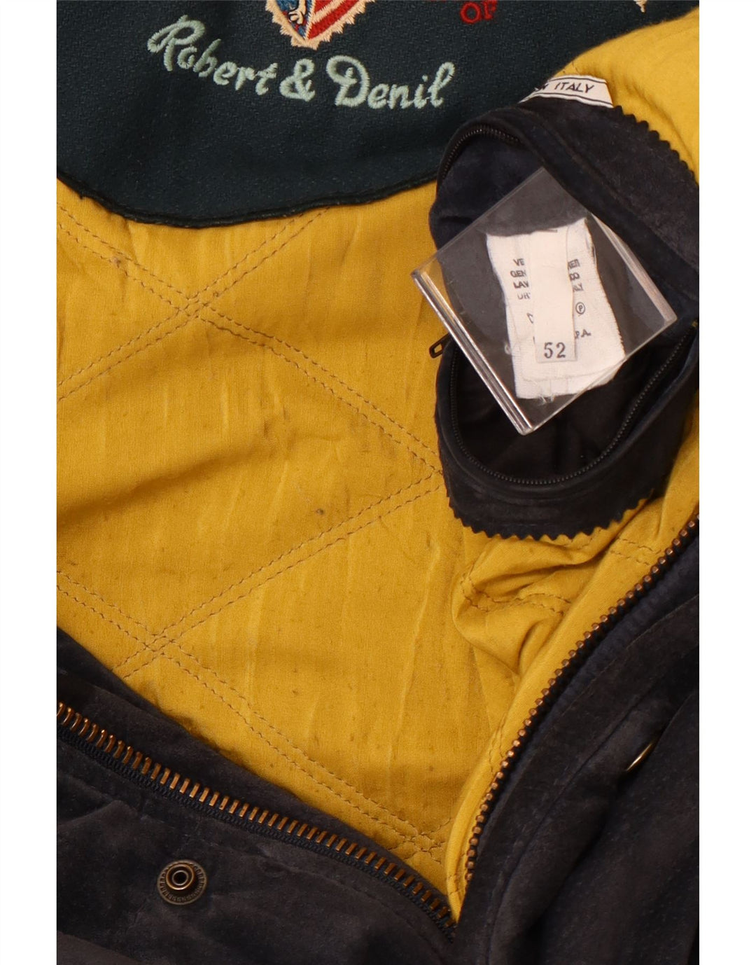 Винтажная мужская замшевая ветровка IT 52 XL Темно-синяя кожаная