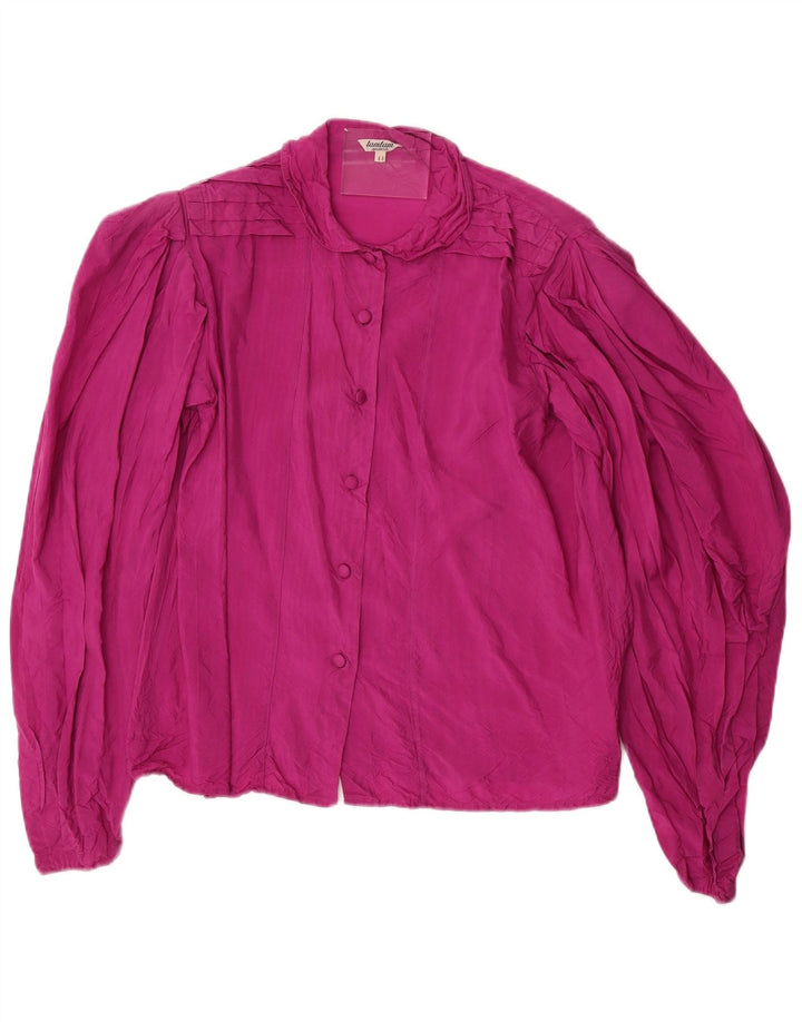 Винтажная женская блузка-рубашка с длинным рукавом IT 44 Средний Розовый