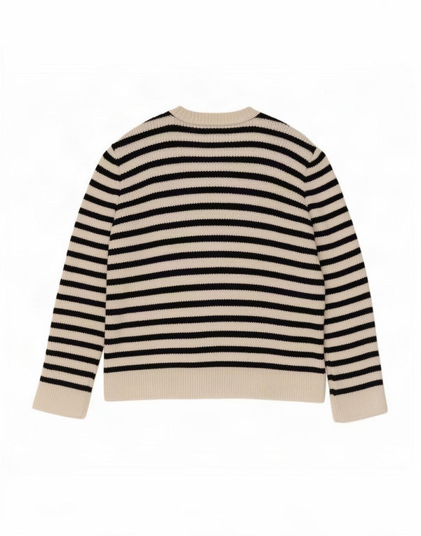 Zara Womens Crop Oversized Cardigan Sweater UK 10 Small Off White Striped