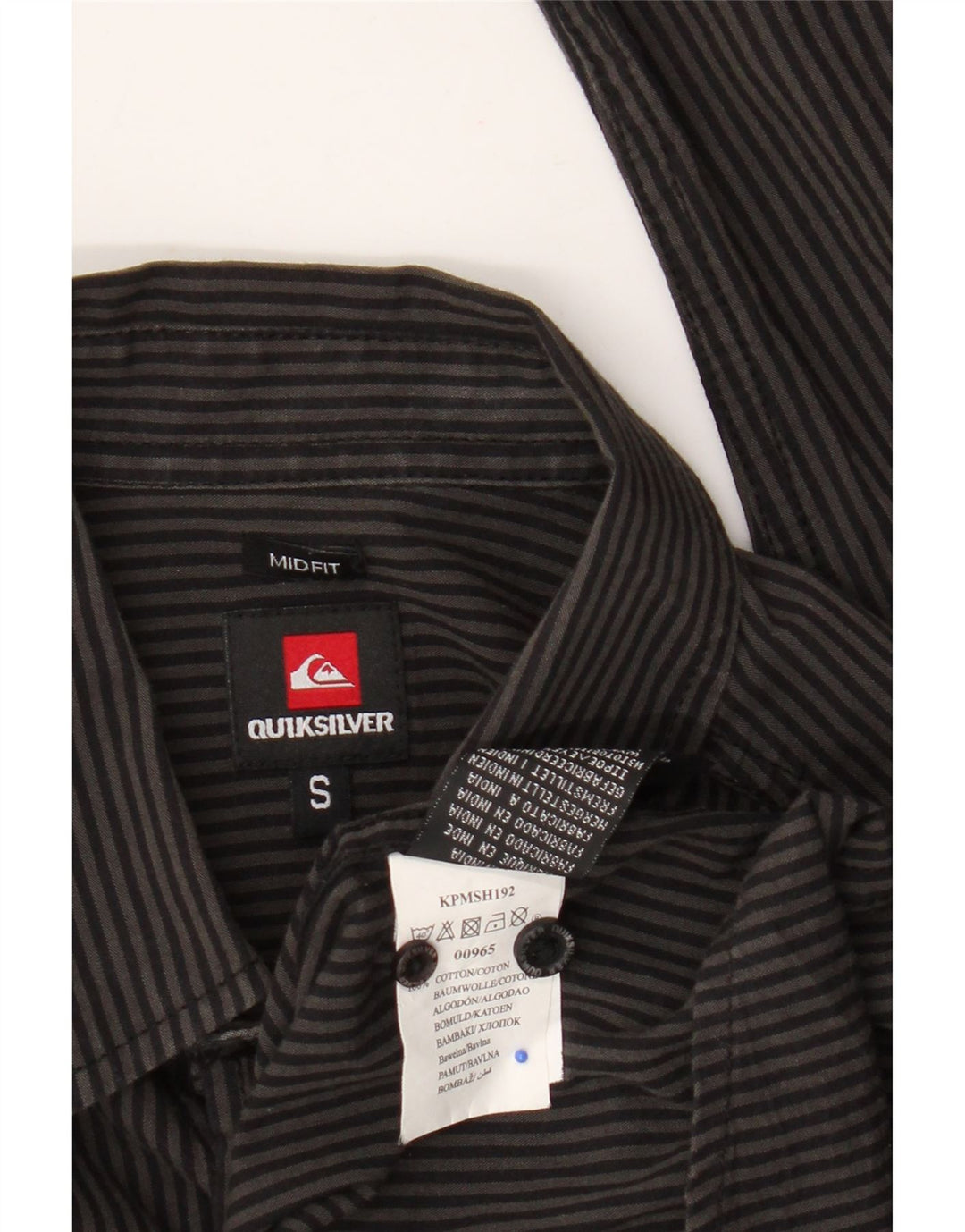 Мужская рубашка средней посадки Quiksilver, хлопковая серая полоска маленького размера