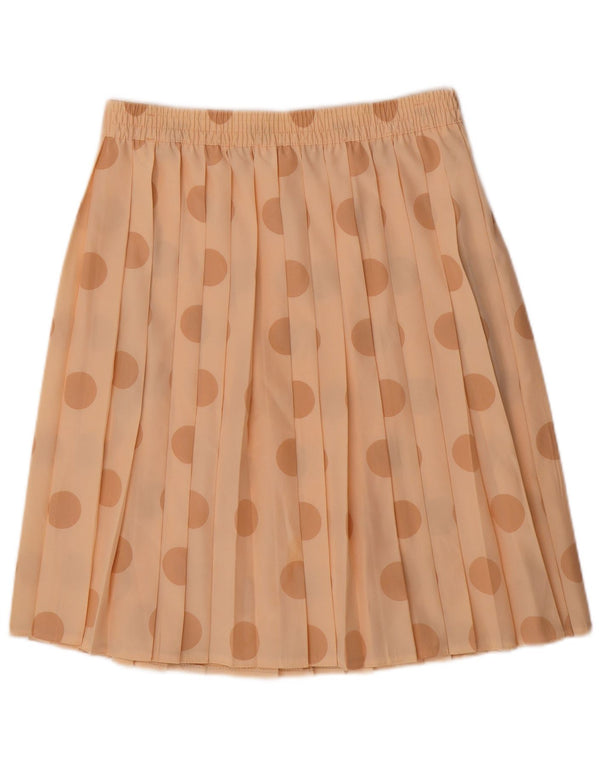 Винтажная женская плиссированная юбка-нож, Великобритания, 16, большая W32, розовый полиэстер в горошек