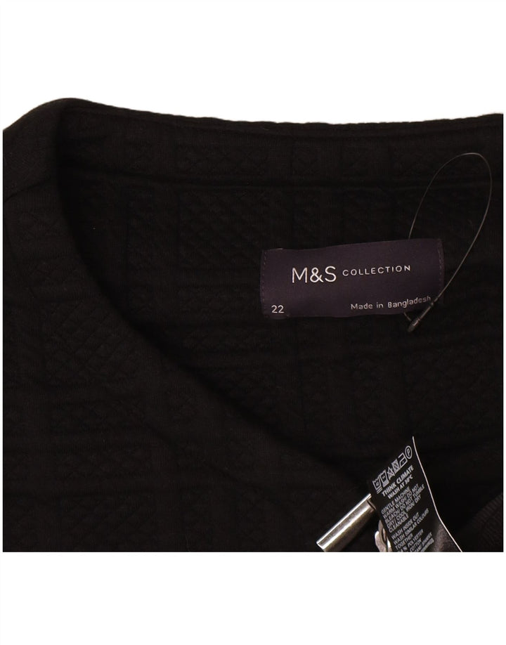 Женский пиджак Marks & Spencer с молнией во всю длину, Великобритания 22 3XL, черный в клетку