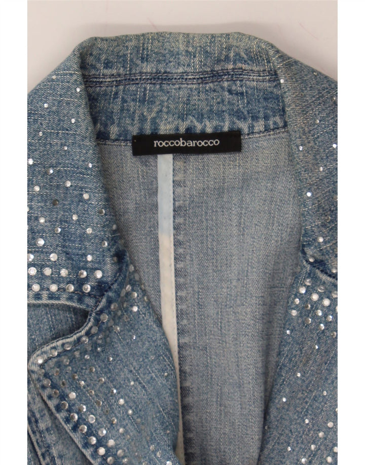 ROCCOBAROCCO Womens Denim Jacket US 12 Large Blue Cotton Vintage Roccobarocco and Second-Hand Roccobarocco from Messina Hembry 