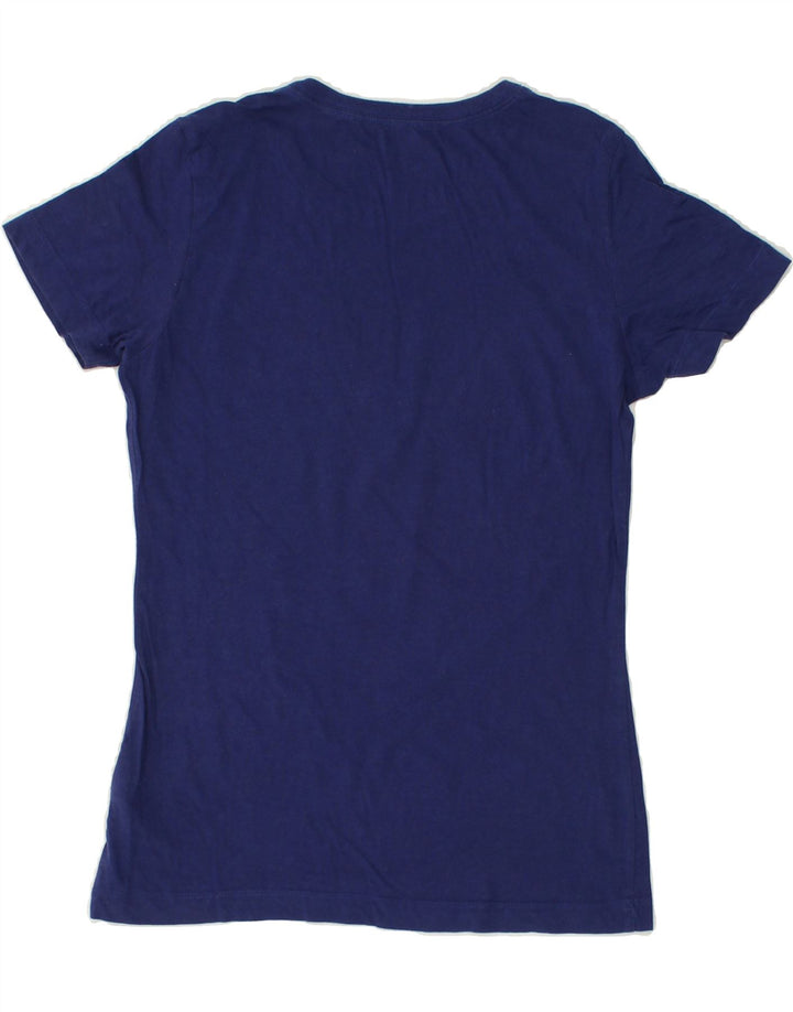 NIKE Womens Slim Fit Graphic T-Shirt Top UK 12 Medium Blue Cotton | Vintage Nike | Thrift | Second-Hand Nike | Used Clothing | Messina Hembry 
