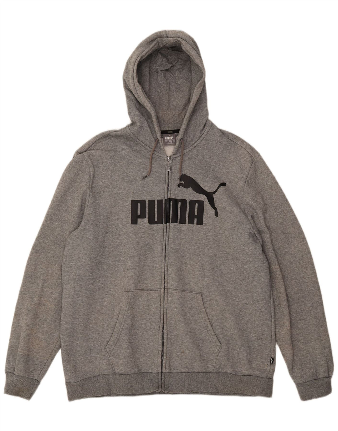 Мужской свитер с капюшоном на молнии с графическим рисунком Puma 2XL, серый хлопок