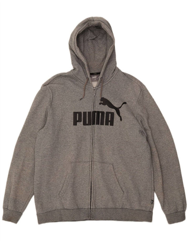 Мужской свитер с капюшоном на молнии с графическим рисунком Puma 2XL, серый хлопок