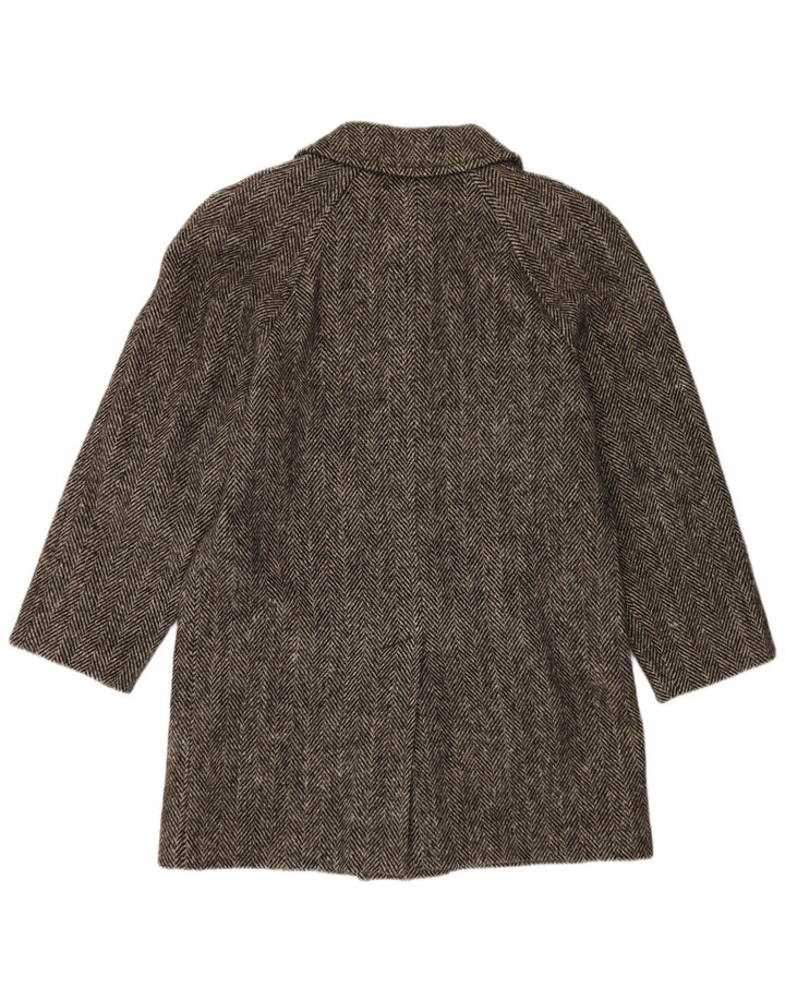 Мужское пальто BLUE DEVIL UK 38, шерсть среднего серого цвета с узором «елочка»