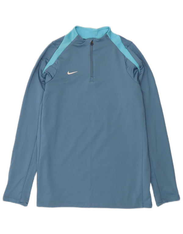 Тонкий пуловер с воротником на молнии Nike для мальчиков Dri Fit, спортивный костюм, топ 13–14 лет, размер XL, синий