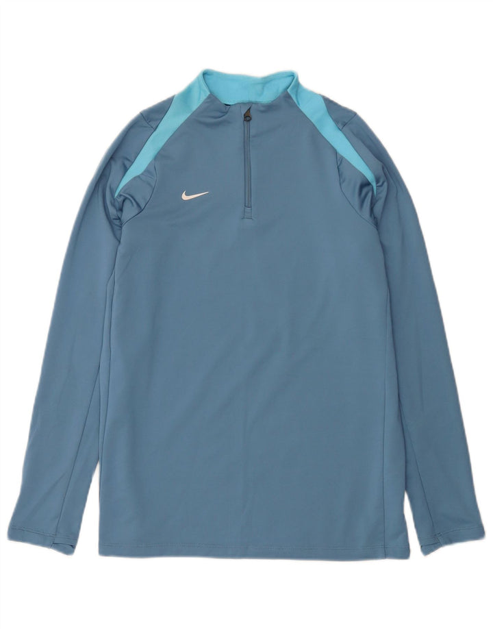 Тонкий пуловер с воротником на молнии Nike для мальчиков Dri Fit, спортивный костюм, топ 13–14 лет, размер XL, синий