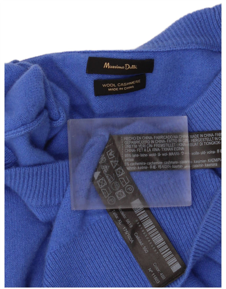 Мужской джемпер с круглым вырезом Massimo Dutti XL, синяя шерсть