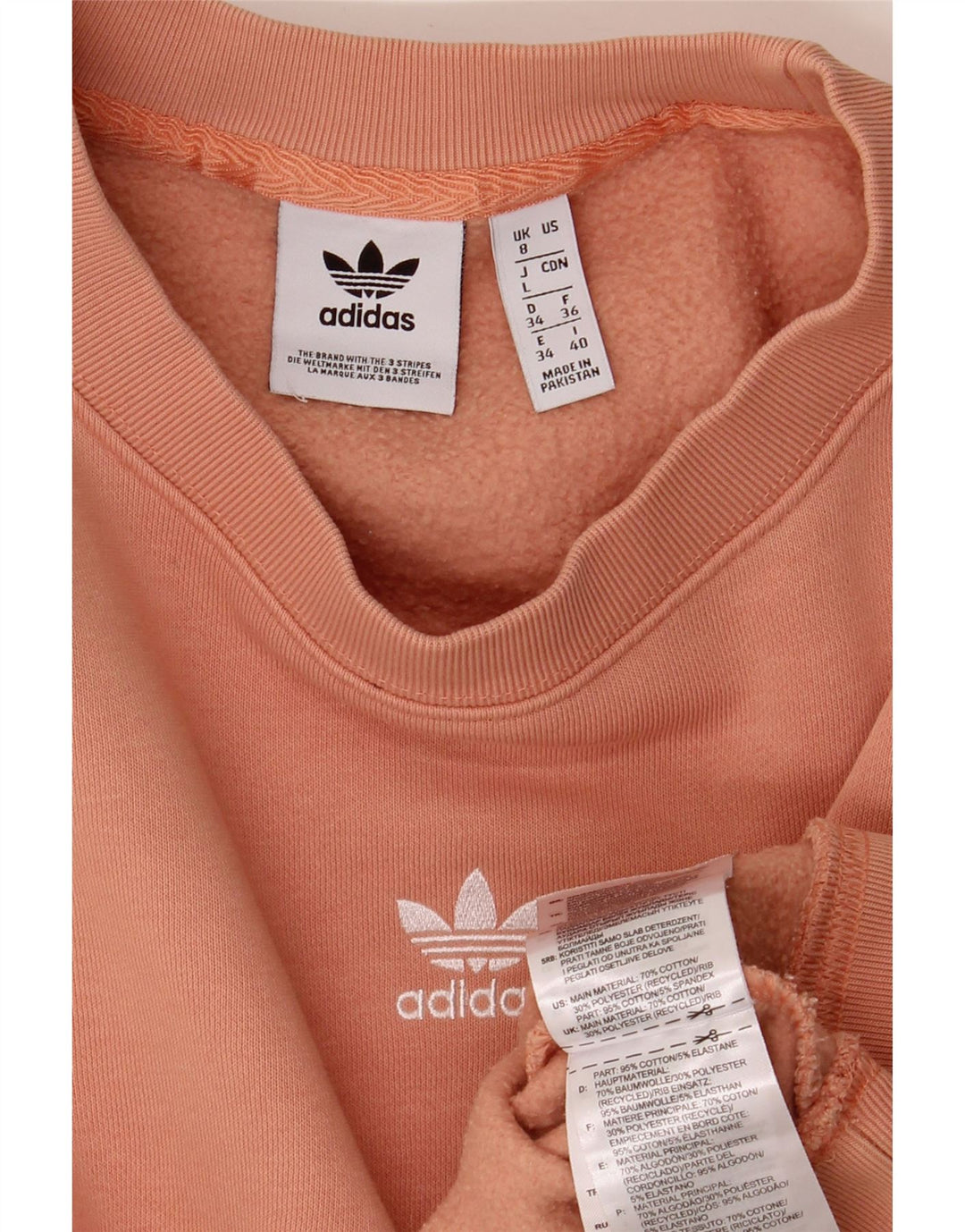 ADIDAS Womens Oversized Sweatshirt Jumper UK 8 Small  Pink Cotton Vintage Adidas and Second-Hand Adidas from Messina Hembry 