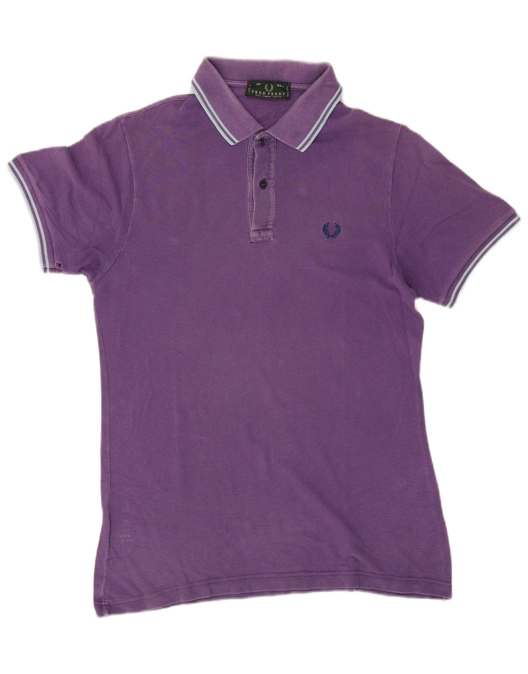 Мужская рубашка поло FRED PERRY, хлопок, фиолетовая полоска среднего размера