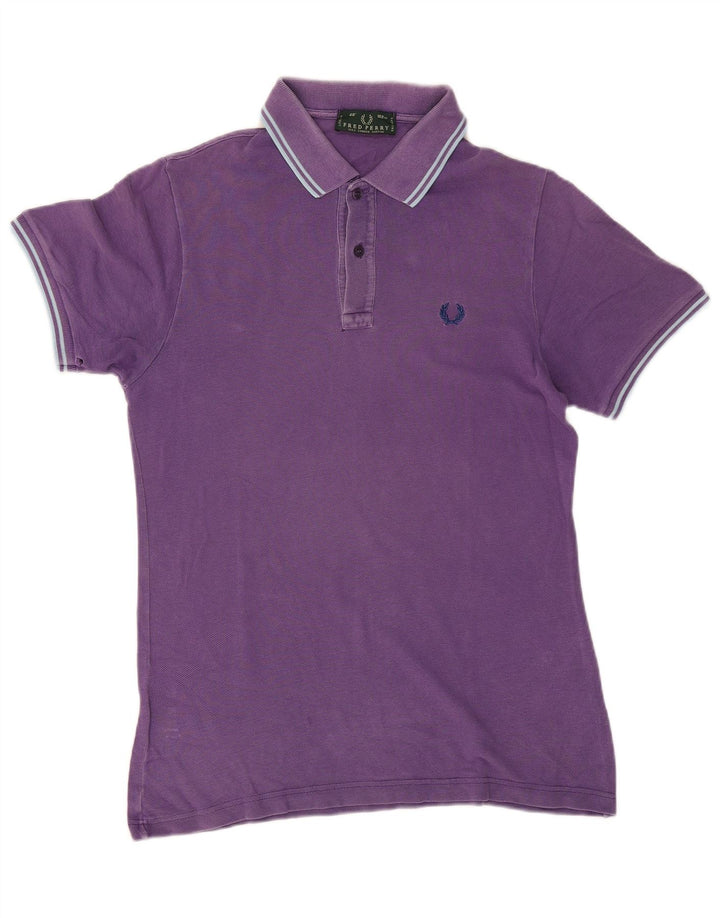 Мужская рубашка поло FRED PERRY, хлопок, фиолетовая полоска среднего размера