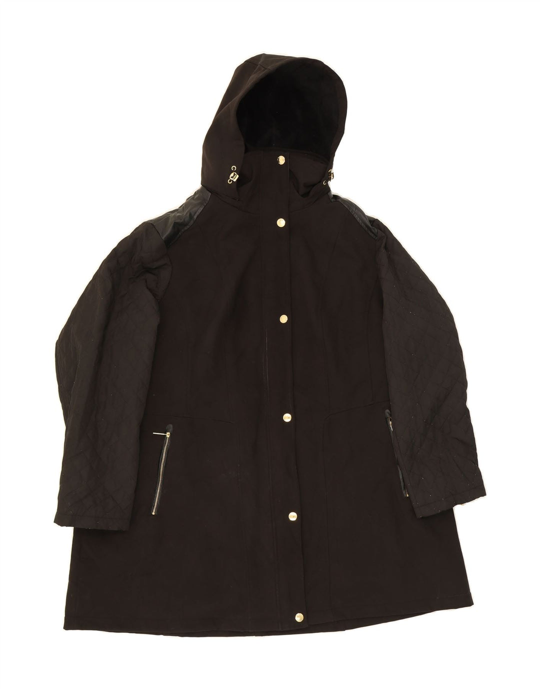 MICHAEL KORS Womens Hooded Raincoat UK 22 3XL Black Polyester Vintage Michael Kors and Second-Hand Michael Kors from Messina Hembry 