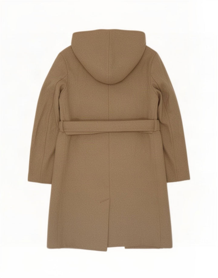 Женское пальто с капюшоном Zara UK 10, маленькое бежевое из полиэстера