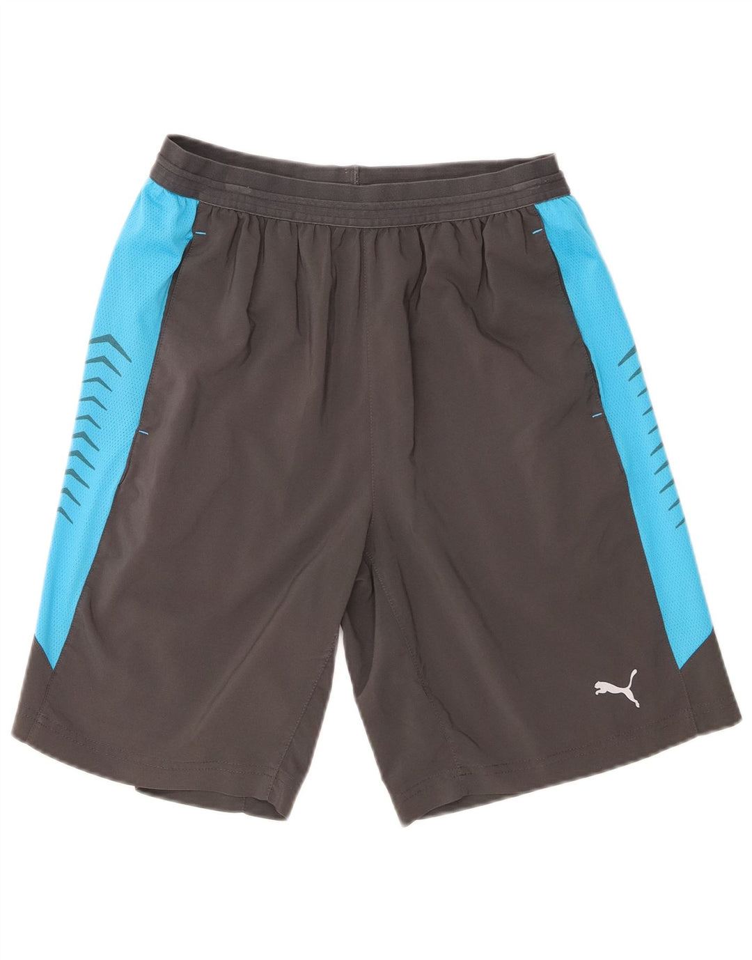 Мужские спортивные шорты Puma средне-серые из полиэстера с цветными блоками
