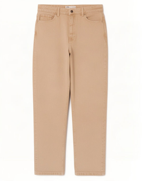 Zara Womens Tapered Jeans EU 36 XS W26 L28 Beige Cotton