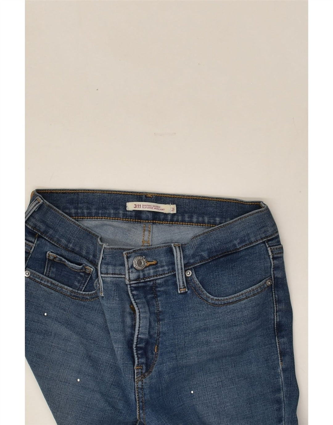 LEVI'S Womens 311 Shaping Skinny Jeans W26 L26 Blue Spotted Cotton | Vintage Levi's | Thrift | Second-Hand Levi's | Used Clothing | Messina Hembry 