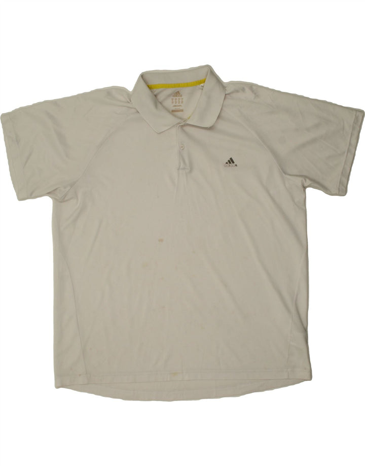 ADIDAS Mens Polo Shirt XL White Polyester Vintage Adidas and Second-Hand Adidas from Messina Hembry 