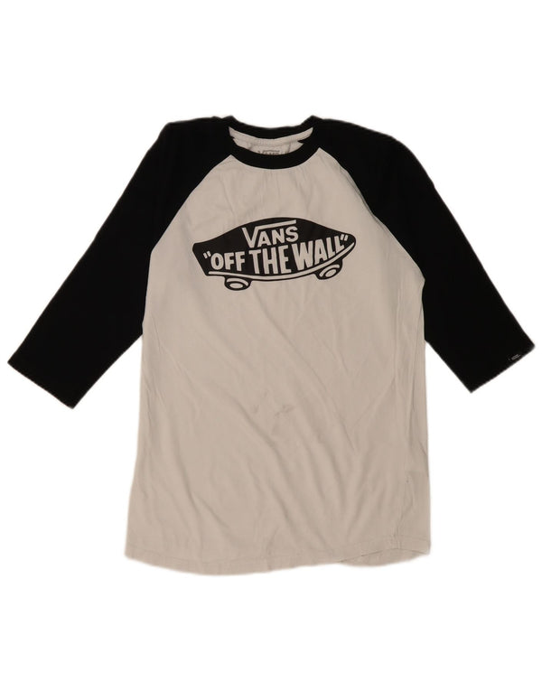 Мужской топ приталенного кроя с рисунком VANS, рукав 3/4, маленький белый, хлопок с цветными блоками