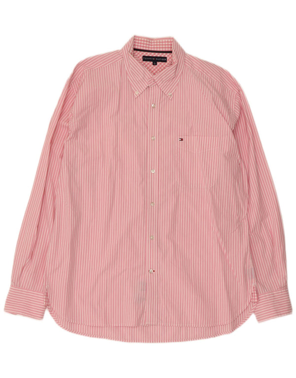 Мужская рубашка Tommy Hilfiger XL из хлопка в розовую полоску