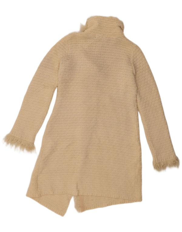 Женский удлиненный кардиган Zara UK 12, средний цвет из белой шерсти