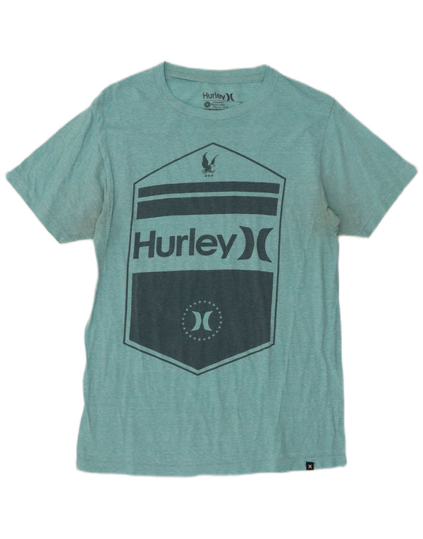 HURLEY Мужская футболка премиум-класса с графическим рисунком, маленькая, бирюзовая, в крапинку, хлопковая
