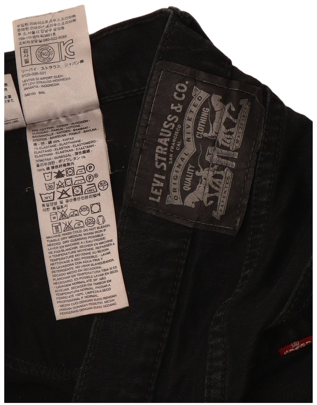 Мужские узкие джинсы Levi's W36 L32, черный хлопок