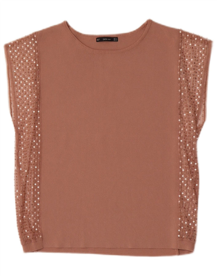 Женская блузка Zara Top UK 14, средний бежевый