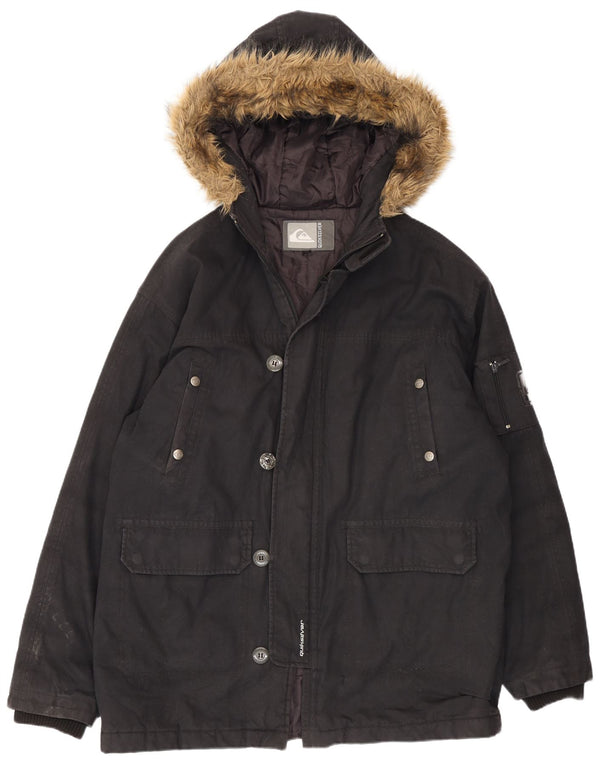 Мужская парка Quiksilver с капюшоном UK 40, большая, черная, хлопок