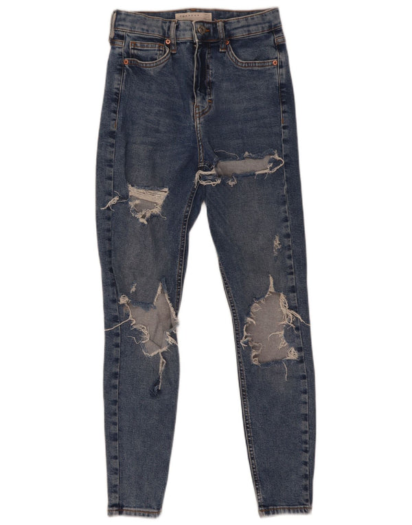 Женские потертые джинсы скинни Topshop Jamie W26 L26, синий хлопок