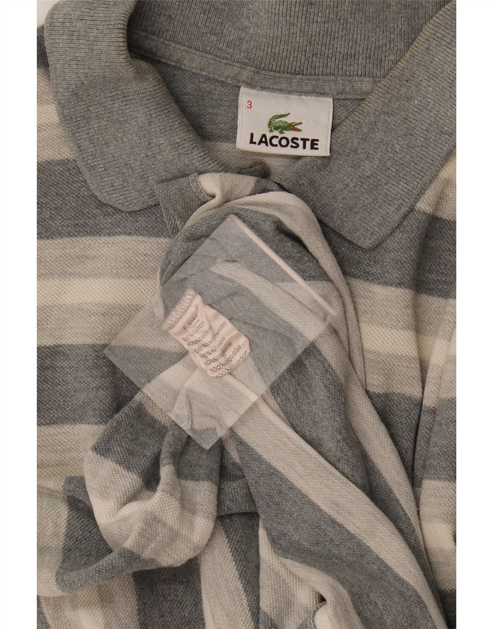 Мужская рубашка-поло Lacoste, размер 3, маленькая серая полоска из хлопка
