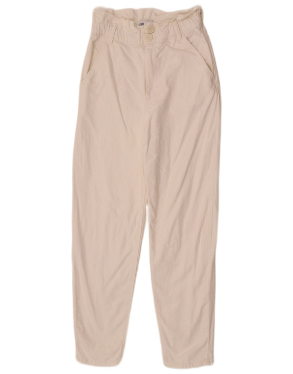 Женские зауженные джинсы с высокой талией Zara XS W24 L28, белый хлопок