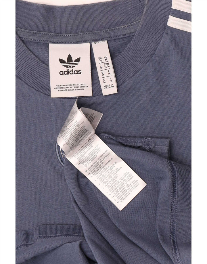 Мужская футболка Adidas с коротким рукавом и обычным рисунком, средний синий хлопок