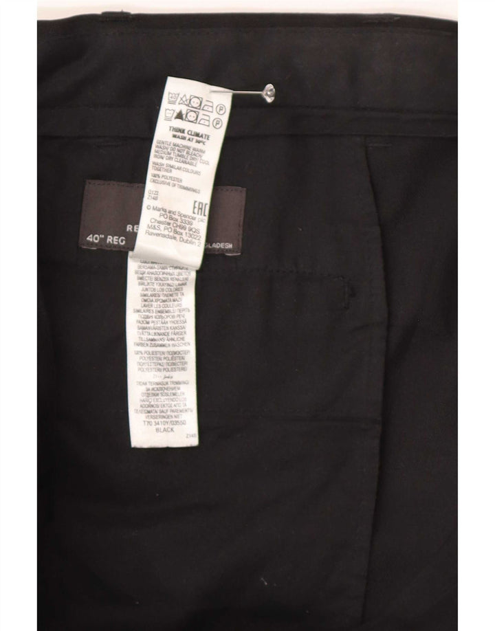 Мужские прямые костюмные брюки стандартного кроя Marks & Spencer W40 L30 черные