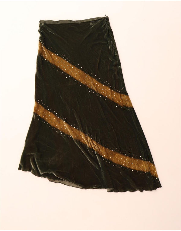 NOUGAT Womens Asymmetrical Skirt Size 1 Small W26  Green Striped Viscose