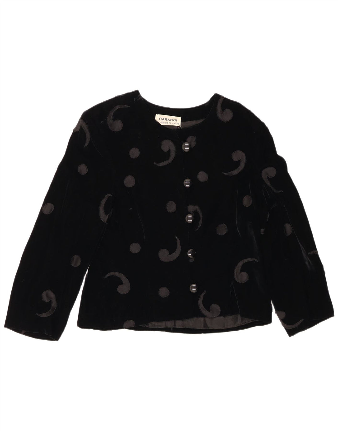 ВИНТАЖНЫЙ женский бархатный пиджак с 5 пуговицами, Великобритания 12, средний черный с узором пейсли