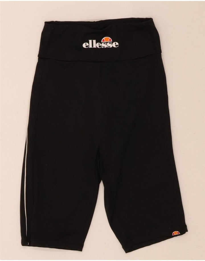 ELLESSE Womens Graphic Sport Shorts UK 6 XS Black Polyester Vintage Ellesse and Second-Hand Ellesse from Messina Hembry 