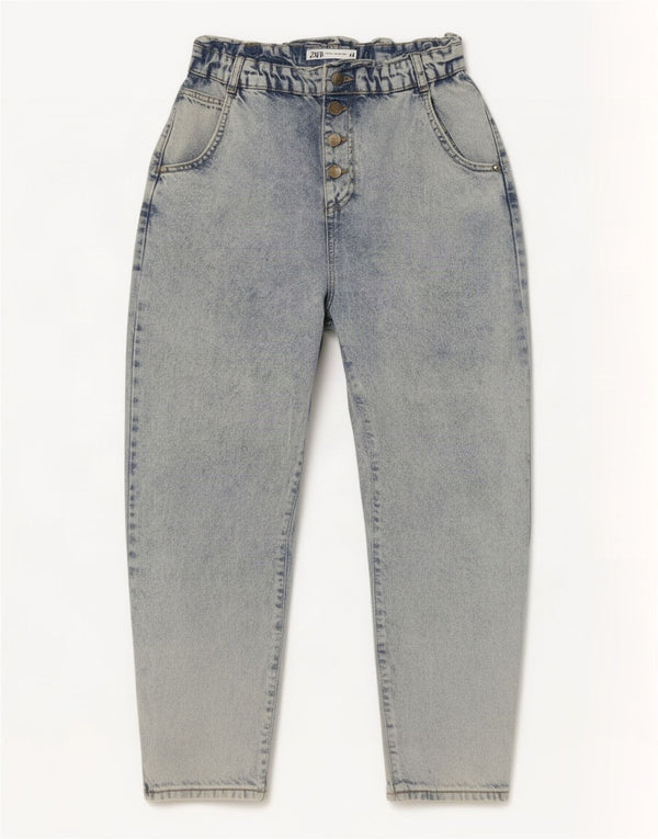 Женские укороченные зауженные джинсы с высокой талией Zara EU 40, средние W30 L25, синие, хлопок
