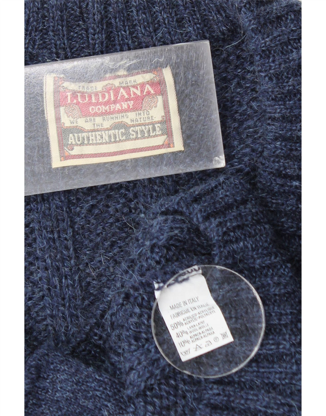 Винтажный мужской кардиган-свитер среднего размера, темно-синий, акрил