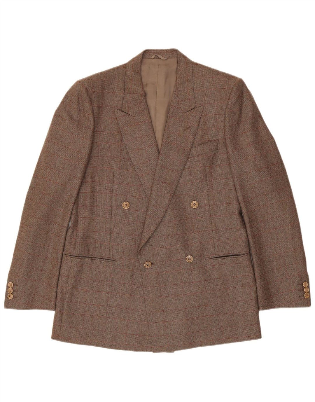 Corneliani Мужской двубортный пиджак IT 50 в большую коричневую клетку