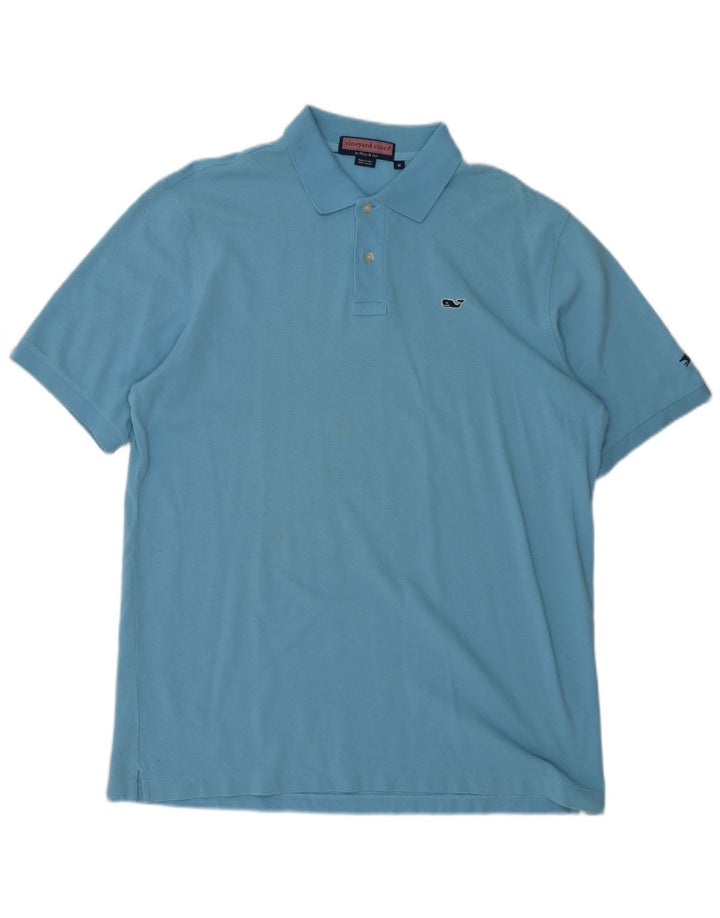 VINEYARD VINES Мужская рубашка-поло из хлопка среднего синего цвета